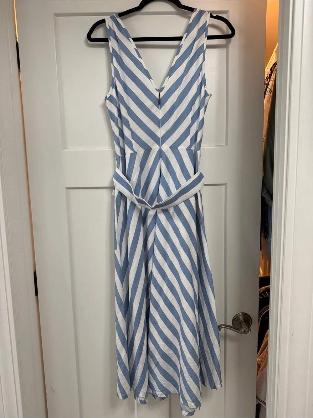 kate spade Light Blue & White Striped Midi Dress